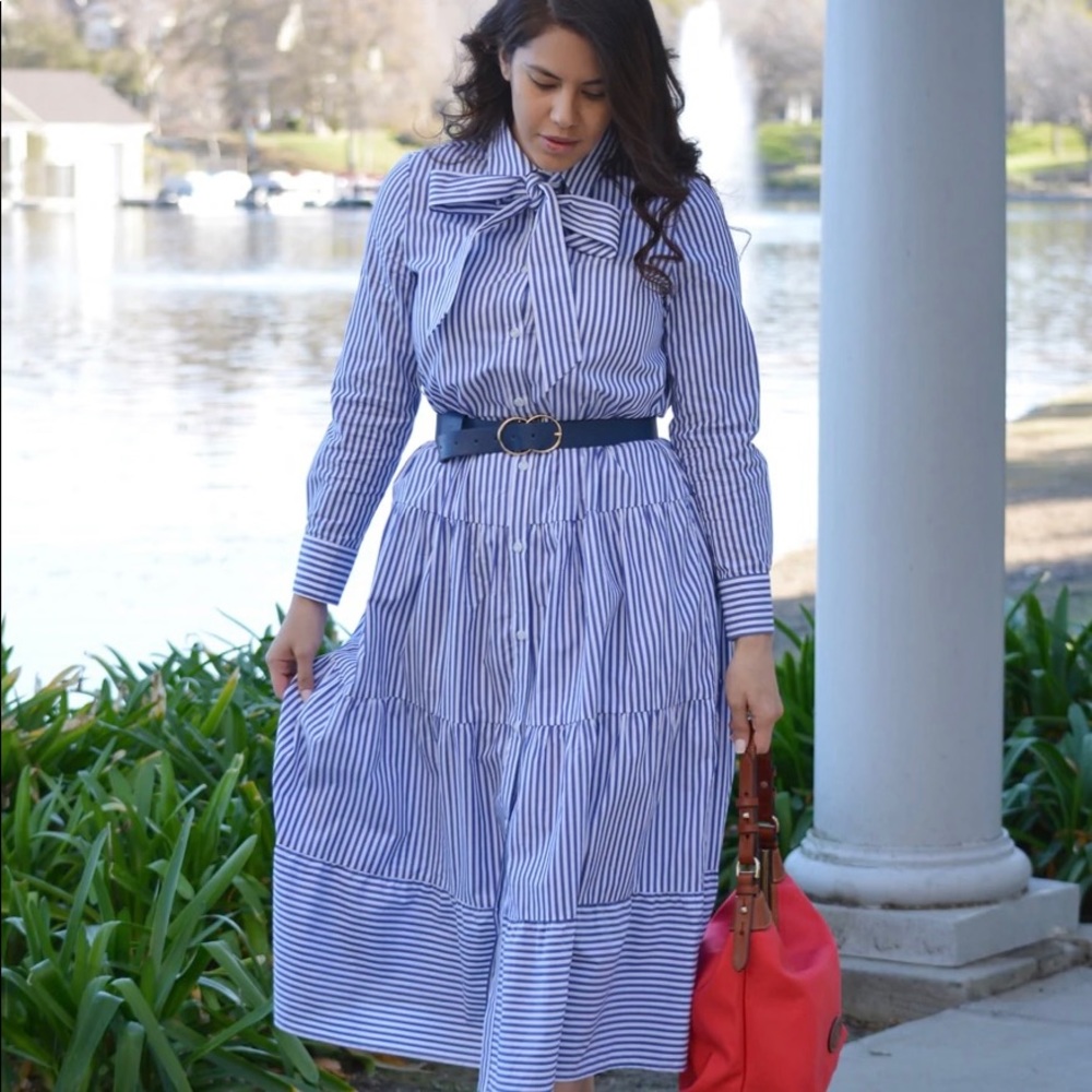 Antalya Striped Blue/White Cotton Dress